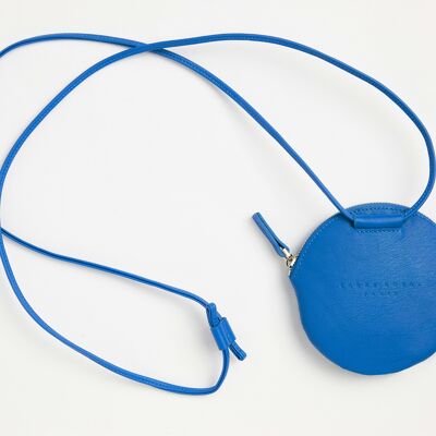 Mini-round leather bag Bleu-Roy