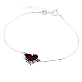 Bracelet papillon en argent sterling et ambre cerise avec boîte de présentation 1