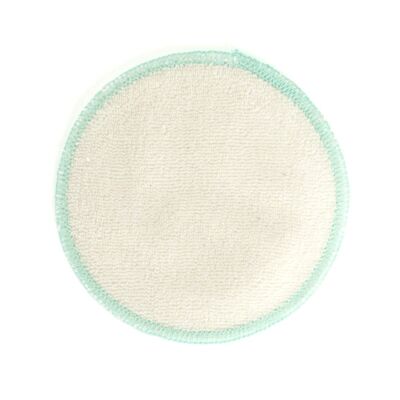 Disco desmaquillante de algodón orgánico - costura color turquesa