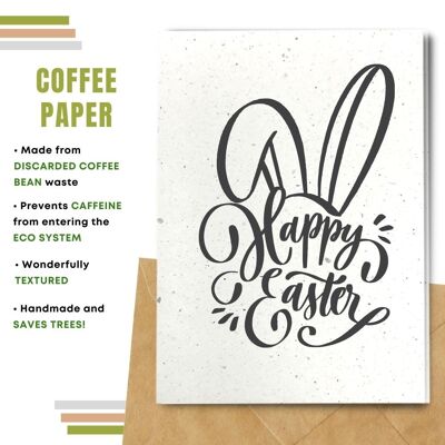 Handmade Eco Friendly Easter Cards | Sustainable Easter Cards | Made With Plantable Seed Paper, Banana Paper, Elephant Poo Paper, Coffee Paper, Cotton Paper, Lemongrass Paper and more | Pack of 8 Greeting Cards | Bunny Ears
