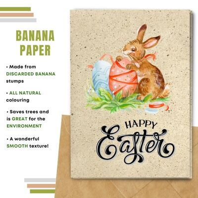 Tarjetas de Pascua ecológicas hechas a mano | Tarjetas de Pascua Sostenibles | Fabricado con papel de semillas plantables, papel de plátano, papel de caca de elefante, papel de café, papel de algodón, papel de limoncillo y más. Paquete de 8 tarjetas de felicitación | conejo de Pascua