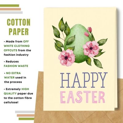 Handmade Eco Friendly Easter Cards | Sustainable Easter Cards | Made With Plantable Seed Paper, Banana Paper, Elephant Poo Paper, Coffee Paper, Cotton Paper, Lemongrass Paper and more | Pack of 8 Greeting Cards | Flowery Easter