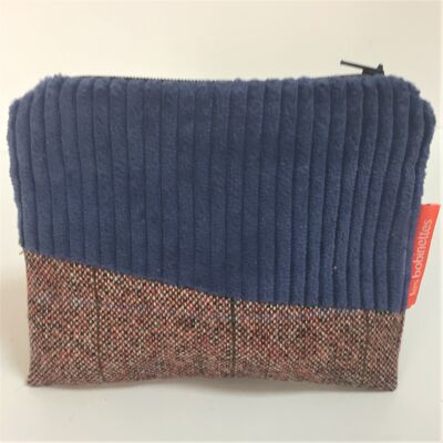 Coin purse: Chic and sophisticated in 100% recycled pink tweed and blue corduroy