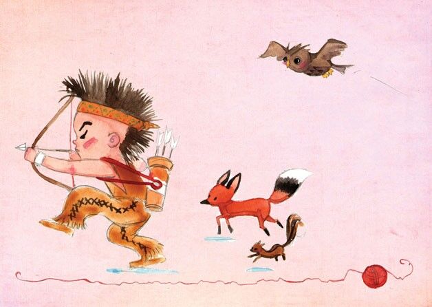 Postkarte Indianer Schleichfuß