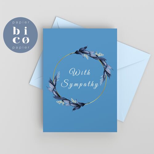 GREETING CARDS | With Sympathy | BLUE WREATH | Blue | Condolence, Sorrow & Bereavement Card | Tarjeta de Condolencias | Carte de Condoléances | Carta di Simpatia | Beileidskarte.