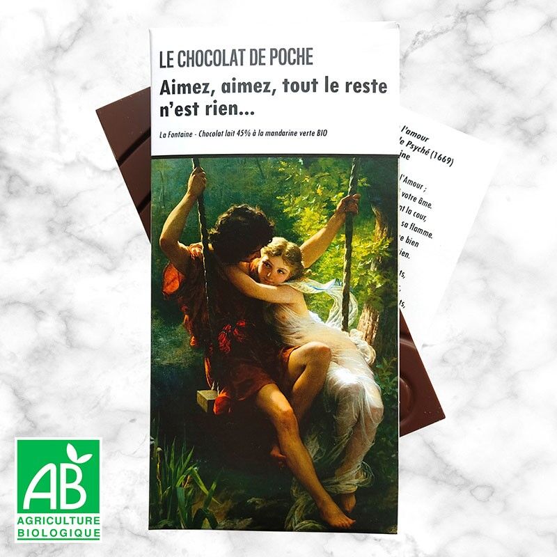 Tableta de chocolate con leche con mandarina verde 45% orgánico - Amor, amor, todo lo demás no es nada...