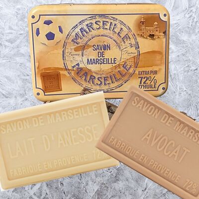 Metal soap box pack with 100g organic soap