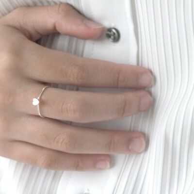 1000 fine silver plated minimalist mini heart ring
