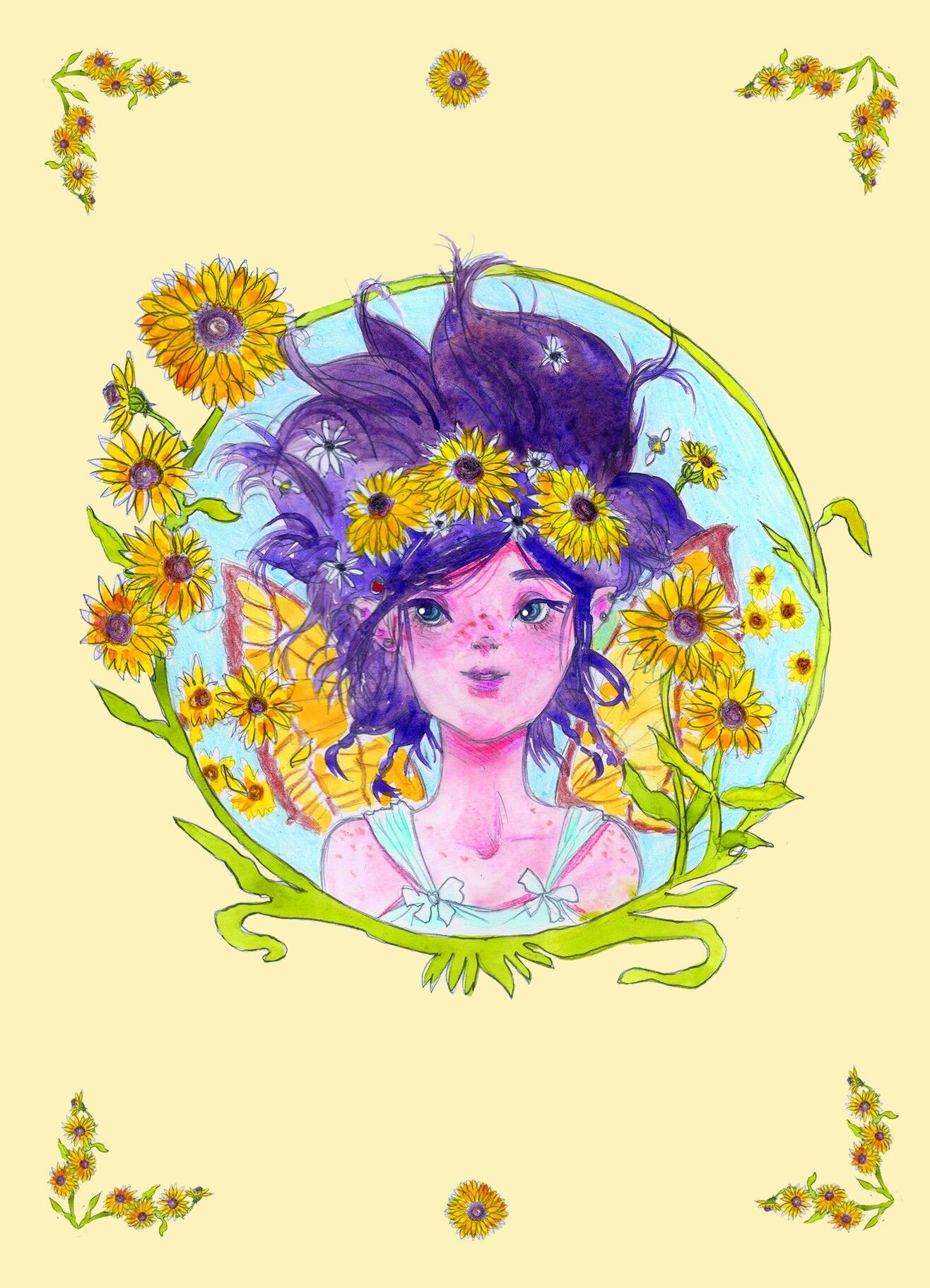 Postkarte Sonnenblume Bärbel