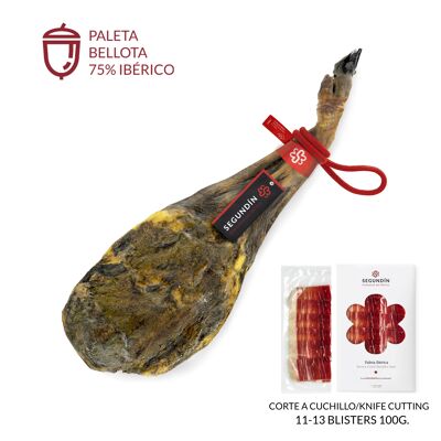 Iberico-Vorderschinken aus Eichelmast 75% iberische Rasse | 5,5-6kg | mit einem Messer geschnitten