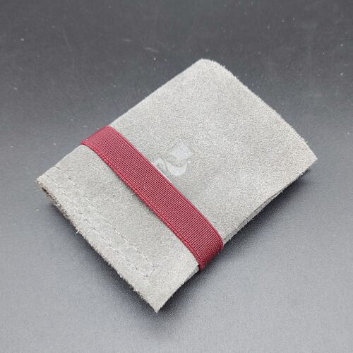 Card holder, wallet opplav V. Suede leather case for credit cards and bills. Cowhide suede-it rolls up on itself. Removable rubber closure(grey)