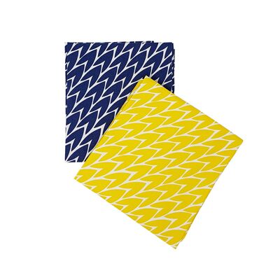 Leaf Tea Towel (Set of 2) / Dark Blue & Yellow