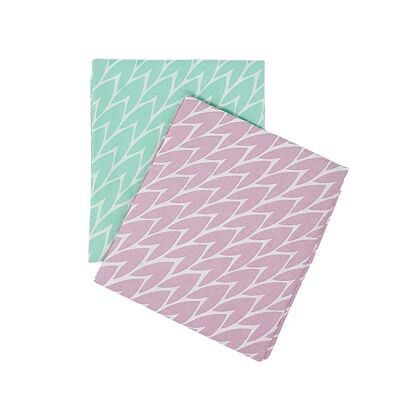 Leaf Tea Towel (Set of 2) / Pink & Mint