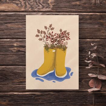 Carte postale Bottes de pluie