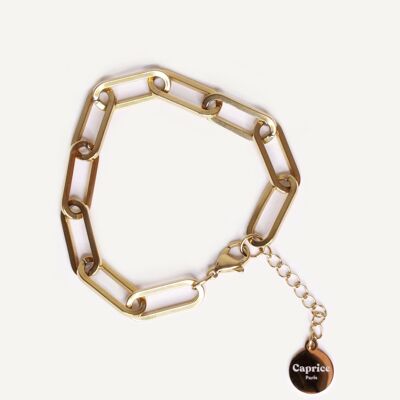 Andromaque Gold Wide Link Bracelet | Handmade jewelry in France