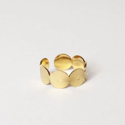 Maïa Gold verstellbarer Ring mit gravierten Kreisen | Handgemachter Schmuck in Frankreich