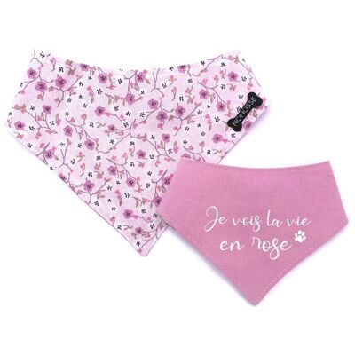 Pañuelo Liberty reversible "la vie en rose" para perro y gato