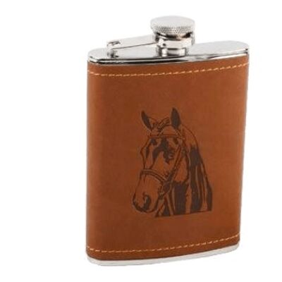 60oz Leather Covered Hip Flask and Funnel Set
