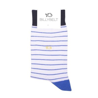 Fine striped cotton socks White / Azure