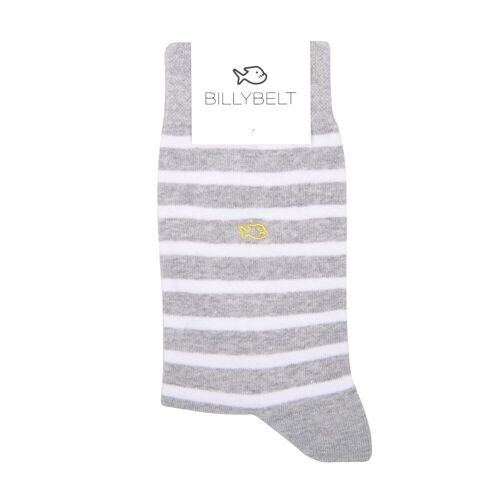 Chaussettes coton rayures larges Gris / Blanc