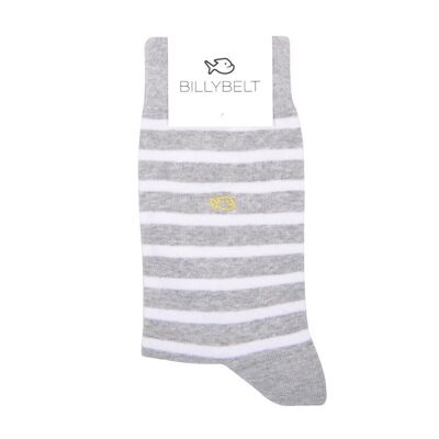 Combed cotton socks with wide stripes - Gray