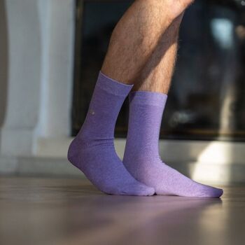 Chaussettes en coton peigné Unies - Mauve 3