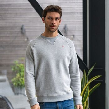 Sweat casual gris clair chiné 3