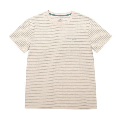 Authentic 100% organic cotton t-shirt - Green and beige striped