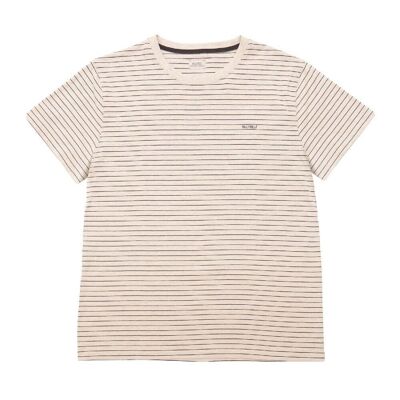 Authentic 100% organic cotton t-shirt - Black and beige striped