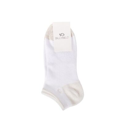 Glittery plain combed cotton socks - Golden white