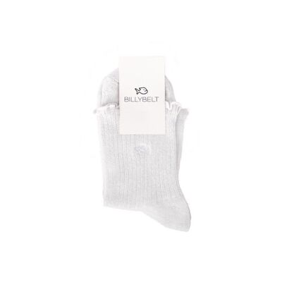 Cotton socks with white ruffle and silver sequins