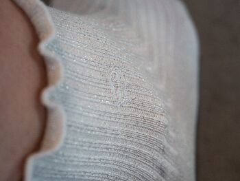 Chaussettes coton à volant blanc à paillettes argentées 2