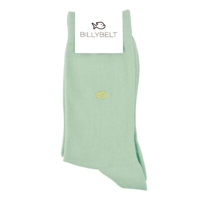 Plain combed cotton socks Water green