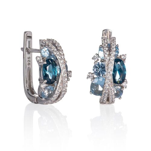 Hoop Earrings for Women with Blue Stones