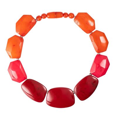 Klobige Statement-Halskette in Rot, Pink und Orange für Damen