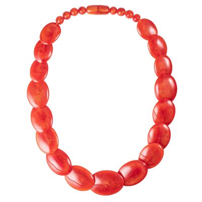 Lange rote klobige Statement-Halskette für Frauen