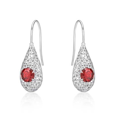 Orecchini pendenti da donna in argento sterling 925 con pietre rosse bordeaux