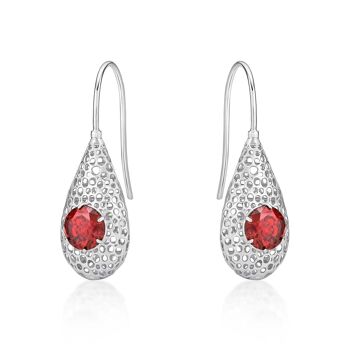 Boucles d'oreilles pendantes en argent sterling 925 pour femme avec pierres rouges marron 1