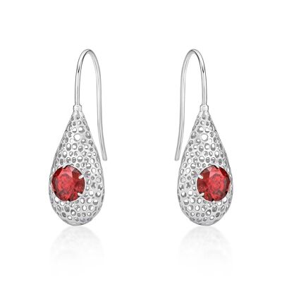 925 Sterling Silver Drop Earrings for Women with Maroon Red Stones