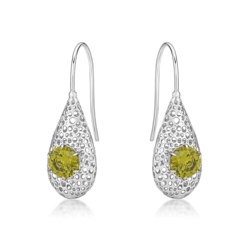 925 Sterling Silver Drop Earrings for Women with Light Green Stones