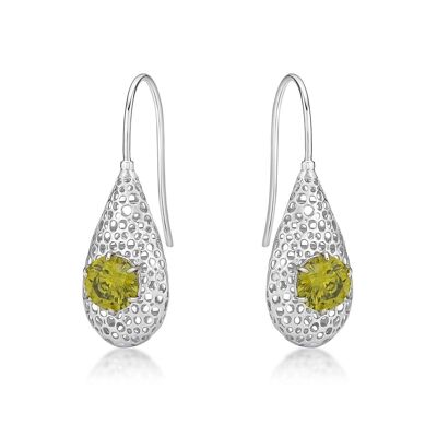 925 Sterling Silver Drop Earrings for Women with Light Green Stones