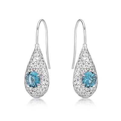 Boucles d'oreilles pendantes en argent sterling 925 pour femme avec pierres bleu clair
