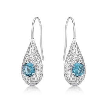 Boucles d'oreilles pendantes en argent sterling 925 pour femme avec pierres bleu clair 1