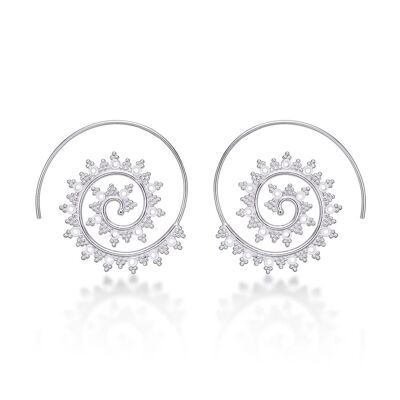 Boucles d'oreilles en argent sterling 925 avec spirale ethnique pour femme