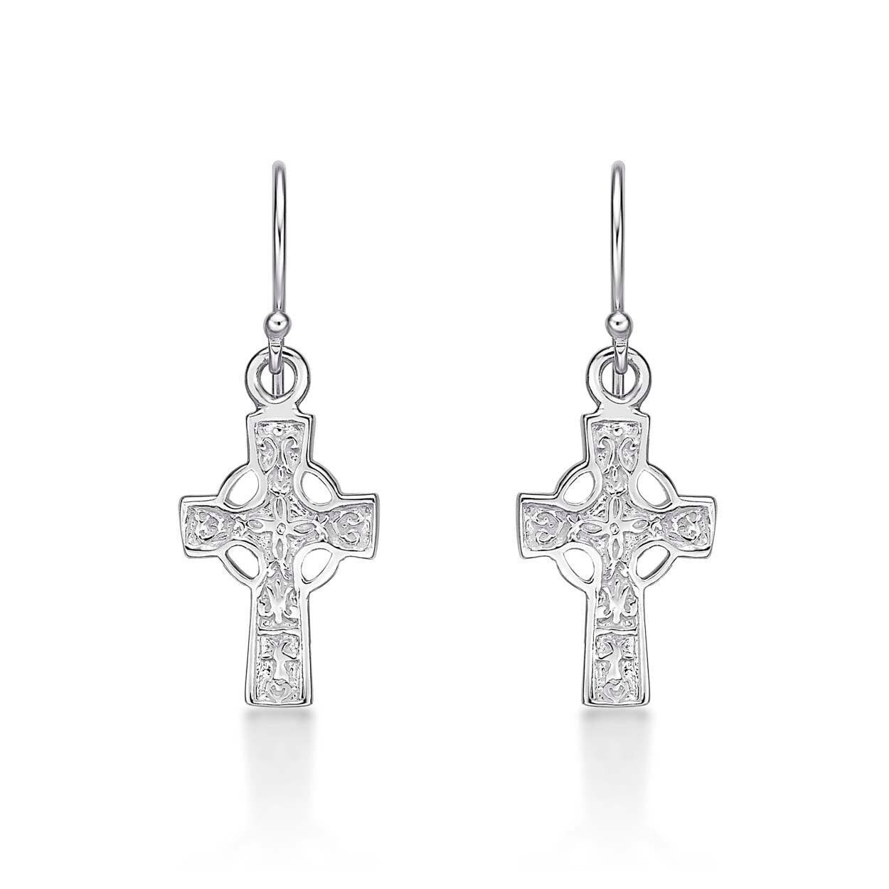 Orecchini pendenti con croce celtica in argento sterling 925 da donna