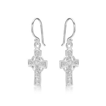 Boucles d'oreilles pendantes croix celtique en argent sterling 925 pour femme 2