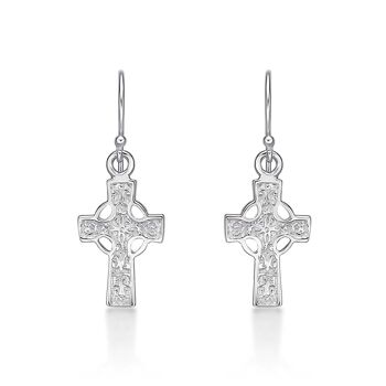 Boucles d'oreilles pendantes croix celtique en argent sterling 925 pour femme 5