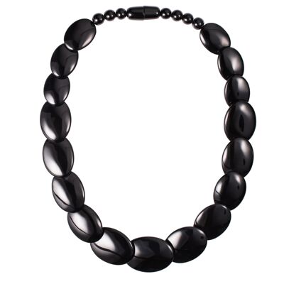Lange schwarze klobige Statement-Halskette für Frauen