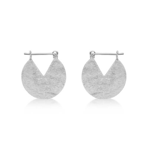 925 Sterling Silver Brushed Finished Small Hoop Earrings for Women