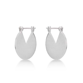 Petites boucles d'oreilles créoles en argent sterling 925 avec finition brossée pour femme 2